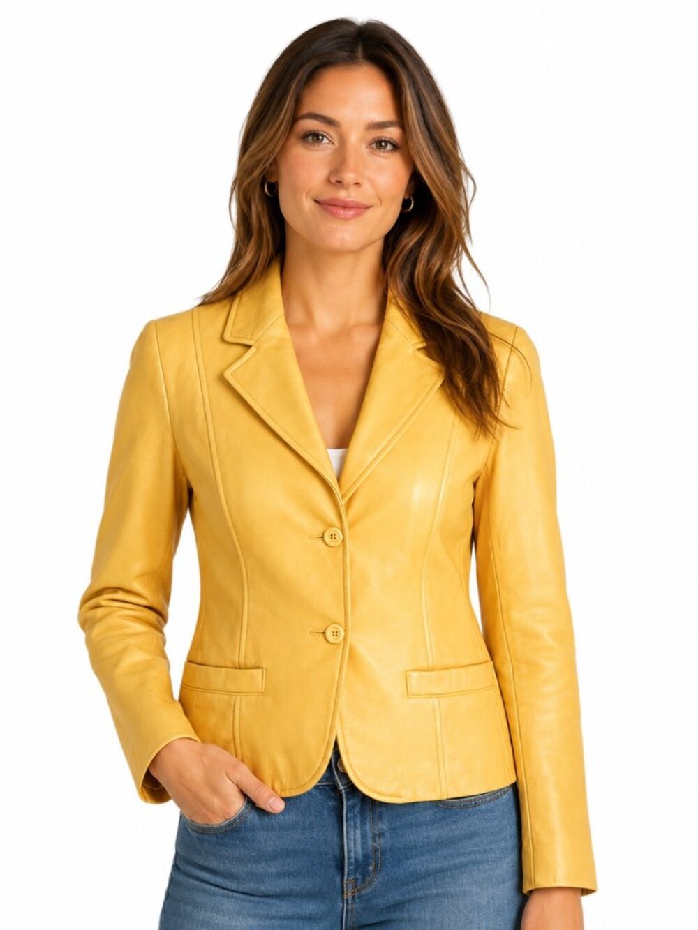ID Collection Yellow Leather Blazer